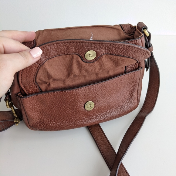 Cognac Fossil Peyton Small Crossbody Purse Leather and Suede - Picture 11 of 16